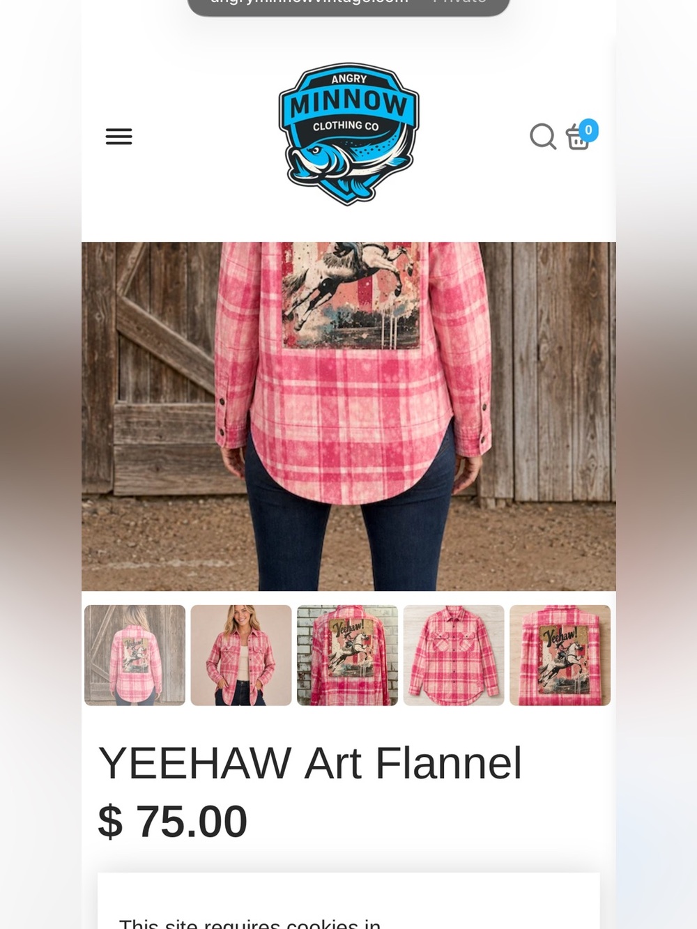Button-Down Plaid Shirt with Graphic Back - Pink - Picture 4 of 4